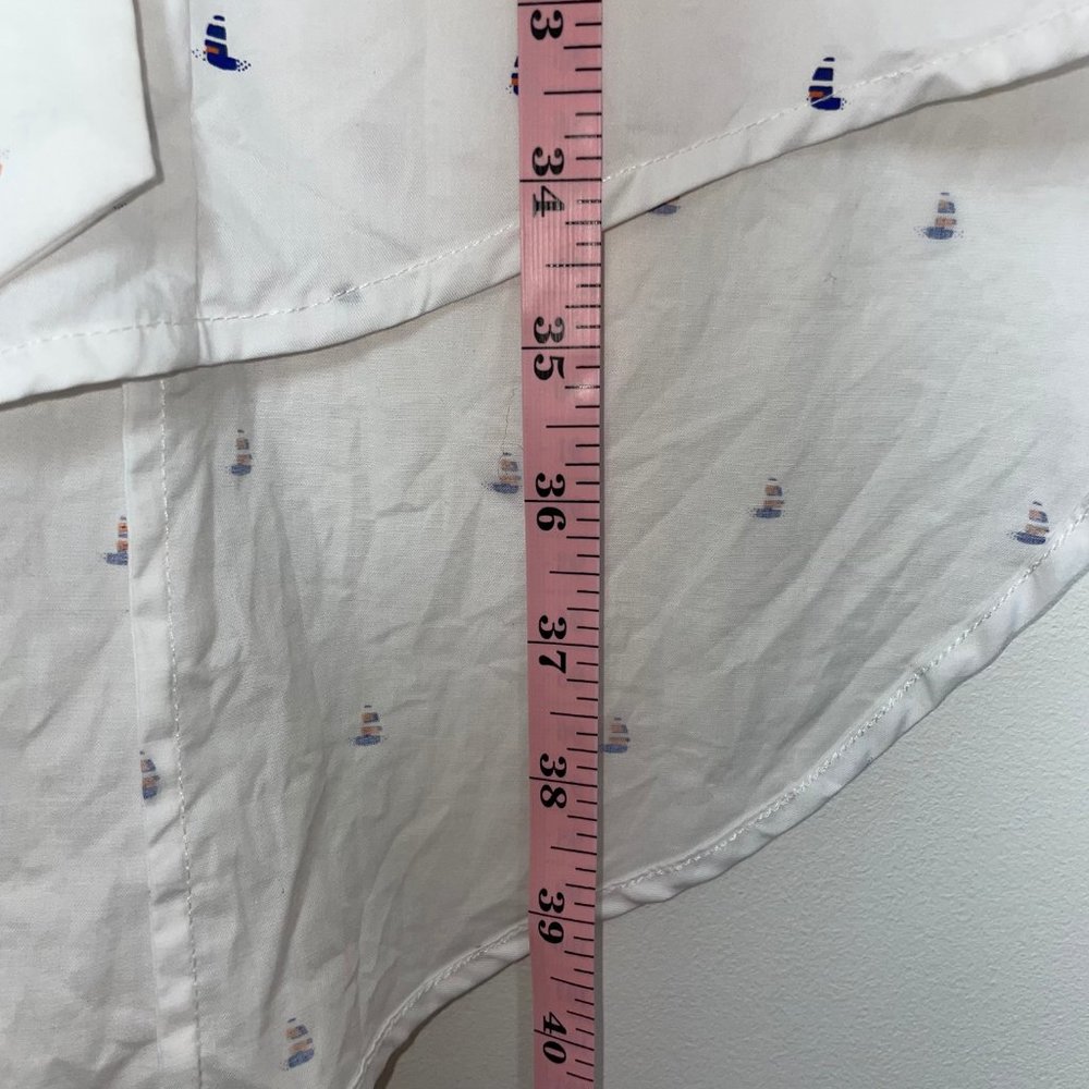 Vivienne Hu Cotton Button Shirt Dress Boat Print with Tie Size M - Picture 15 of 16